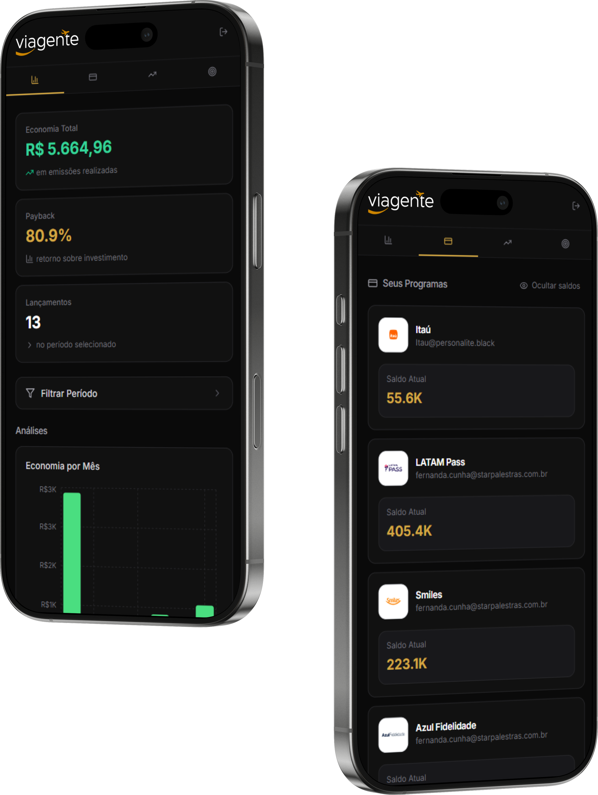 Portal do Cliente Viagente - Dashboard e Programas de fidelidade